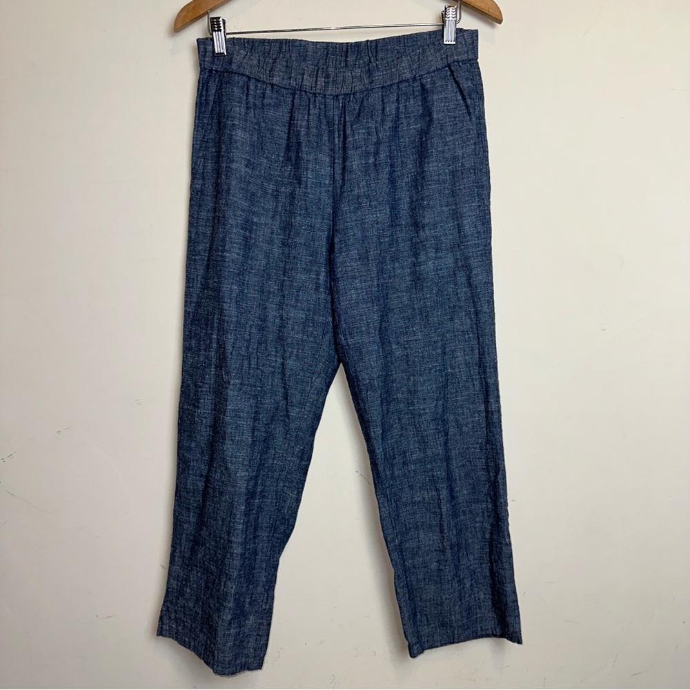 Eileen Fisher Women’s XS Linen Blend Chambray Straight Leg Pants Preppy Money